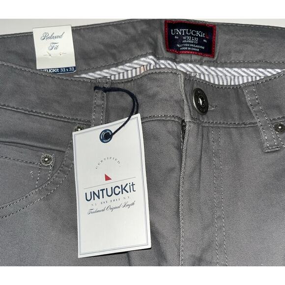 Untuckit Men’s Grey Relaxed Fit Pants 32x32 NWT - Picture 3 of 6